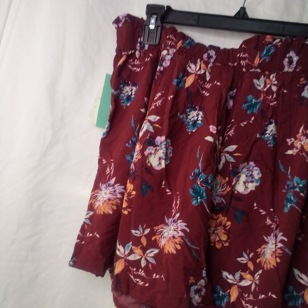 Abound Shorts Women L Casual Pull On Pockets Floral Red Blue Orange - Picture 13 of 13